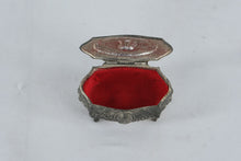 Load image into Gallery viewer, Ornate Silver Tone Jewelry Casket Trinket Box Cherub Relief Footed
