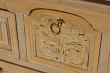 Load image into Gallery viewer, Vintage Oak Chest of Drawers with Carved Details and Inlaid Accents
