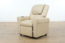 Load image into Gallery viewer, Child Size Leather Recliner Chair with Cup Holder Compact Lounge Armchair
