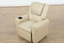 Load image into Gallery viewer, Child Size Leather Recliner Chair with Cup Holder Compact Lounge Armchair

