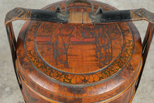 Load image into Gallery viewer, Antique Chinese Wedding Basket 3 Tier Painted Wood Bamboo Food Carrier
