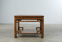 Load image into Gallery viewer, Vintage Asian Chinoiserie Square End Table Walnut Two Tier 28 Inch
