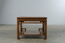 Load image into Gallery viewer, Vintage Asian Chinoiserie Square End Table Walnut Two Tier 28 Inch
