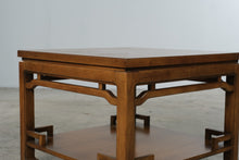 Load image into Gallery viewer, Vintage Asian Chinoiserie Square End Table Walnut Two Tier 28 Inch
