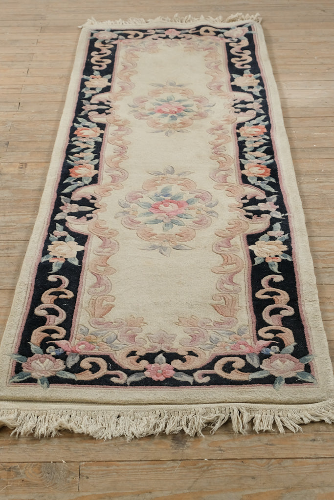 Midnight Rose Chinese Wool Runner – 2.3' x 8'