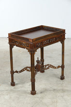 Load image into Gallery viewer, Chinese Chippendale Style Carved Wood Side Table with Gallery Top
