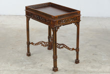 Load image into Gallery viewer, Chinese Chippendale Style Carved Wood Side Table with Gallery Top
