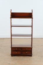 Load image into Gallery viewer, Vintage Mahogany Fretwork Wall Shelf 4 Drawers
