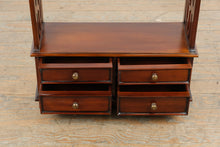 Load image into Gallery viewer, Vintage Mahogany Fretwork Wall Shelf 4 Drawers
