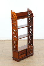 Load image into Gallery viewer, Vintage Mahogany Fretwork Wall Shelf 4 Drawers
