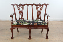 Load image into Gallery viewer, Chippendale Style Mahogany Bench with Carved Openwork Back

