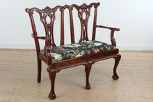 Load image into Gallery viewer, Chippendale Style Mahogany Bench with Carved Openwork Back
