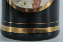 Load image into Gallery viewer, Japanese Chokin Art Vase – 24K Gold Edged Black Porcelain, 3" x 6", Made in Japan

