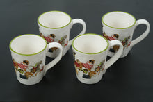 Load image into Gallery viewer, Pier 1 “Park Avenue Puppies” Mug Set – Set of 4 Ceramic Coffee Cups with Festive Dog Design &amp; Green Rim
