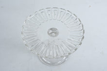 Load image into Gallery viewer, Pressed Glass Pedestal Cake Stand Etched Floral Pattern Vintage Style
