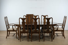 Load image into Gallery viewer, Classic Manor Dining Set by Ethan Allen – Table with 8 Chairs, 2 Leaves &amp; Pads
