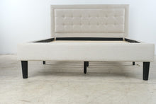 Load image into Gallery viewer, Classic Full Size Beige Upholstered Platform Bed with Button Tufted Headboard
