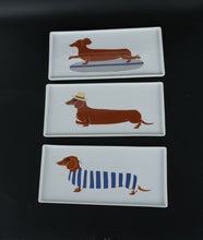 Load image into Gallery viewer, Claudia Pearson for West Elm – Set of 3 Dachshund Porcelain Serving Plates – 11&quot; x 5&quot;
