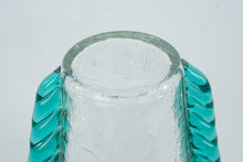 Load image into Gallery viewer, Blenko 473 Clear Crackle Glass Vase Green Applied Handles Mid Century
