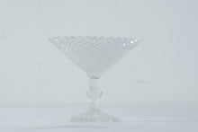 Load image into Gallery viewer, Vintage Clear Pressed Glass Diamond Point Pedestal Compote Square Base
