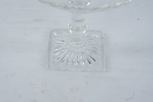 Load image into Gallery viewer, Vintage Clear Pressed Glass Diamond Point Pedestal Compote Square Base
