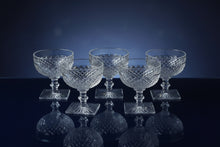 Load image into Gallery viewer, Vintage Clear Pressed Glass Diamond Point Square Base Dessert Goblets Set of 6
