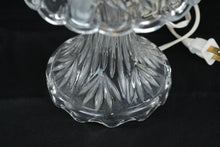 Load image into Gallery viewer, Vintage Cut Glass Table Lamps Pair Clear Floral Etched Shades 12 Inch Tall
