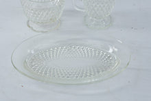 Load image into Gallery viewer, Vintage Diamond Point Clear Glass Creamer Sugar Bowl and Serving Tray Set
