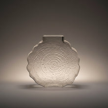 Load image into Gallery viewer, Vintage Clear Textured Glass Tree Ring Disc Vase Scandinavian Style
