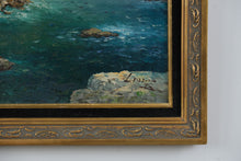 Load image into Gallery viewer, L. Visentin Original Oil on Canvas – Coastal Cliffs Seascape, Signed, Framed
