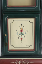 Load image into Gallery viewer, Hand Painted Folk Art Wall Clock Green Red Wooden Case Traditional Decorative Clock
