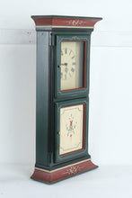 Load image into Gallery viewer, Hand Painted Folk Art Wall Clock Green Red Wooden Case Traditional Decorative Clock
