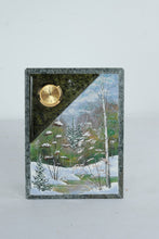 Load image into Gallery viewer, Marble Desk Clock Winter Landscape Stone Art 8 Inch
