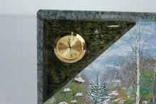 Load image into Gallery viewer, Marble Desk Clock Winter Landscape Stone Art 8 Inch
