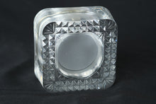 Load image into Gallery viewer, Vintage Crystal Desk Clock Quartz Roman Numerals Cut Glass Square
