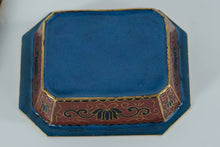 Load image into Gallery viewer, Hand-Painted Indian Cloisonné-Style Enamel Trinket Box with Lid – Red &amp; Gold Floral Motifs, Cobalt Interior
