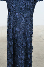 Load image into Gallery viewer, Alex Evenings Navy Rosette Lace Sequin Gown Size 14

