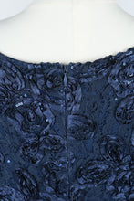 Load image into Gallery viewer, Alex Evenings Navy Rosette Lace Sequin Gown Size 14
