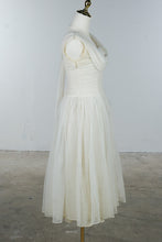 Load image into Gallery viewer, Vintage 1950s Ivory Chiffon Tea Length Wedding Dress
