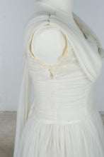 Load image into Gallery viewer, Vintage 1950s Ivory Chiffon Tea Length Wedding Dress
