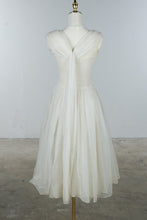 Load image into Gallery viewer, Vintage 1950s Ivory Chiffon Tea Length Wedding Dress
