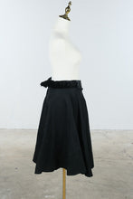 Load image into Gallery viewer, Vintage 1950s Black Wool Full Circle Skirt Velvet Waistband
