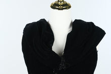 Load image into Gallery viewer, Vintage 1940s Black Velvet Draped Cocktail Dress Film Noir Evening Gown
