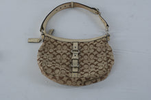 Load image into Gallery viewer, Coach Signature Jacquard Soho Shoulder Bag Khaki Gold Leather J0993 F14446
