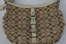 Load image into Gallery viewer, Coach Signature Jacquard Soho Shoulder Bag Khaki Gold Leather J0993 F14446
