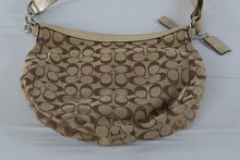 Load image into Gallery viewer, Coach Signature Jacquard Soho Shoulder Bag Khaki Gold Leather J0993 F14446
