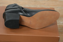 Load image into Gallery viewer, Coach Patricia Leather Ankle Boots – Black/Black – Size 10M – Snakeskin Embossed Strap
