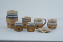 Load image into Gallery viewer, Coastal Scallop Shell Stoneware Kitchen Accessories Set of 7 Blue Cream
