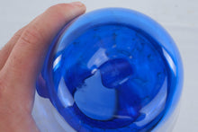 Load image into Gallery viewer, Signed TG Cobalt Blue Bullicante Art Glass Vase Controlled Bubble Hand Blown 12 Inch
