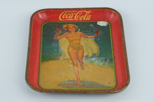 Load image into Gallery viewer, 1937 Coca-Cola Advertising Tray – “Girl with Two Bottles” Swimsuit Pin-Up
